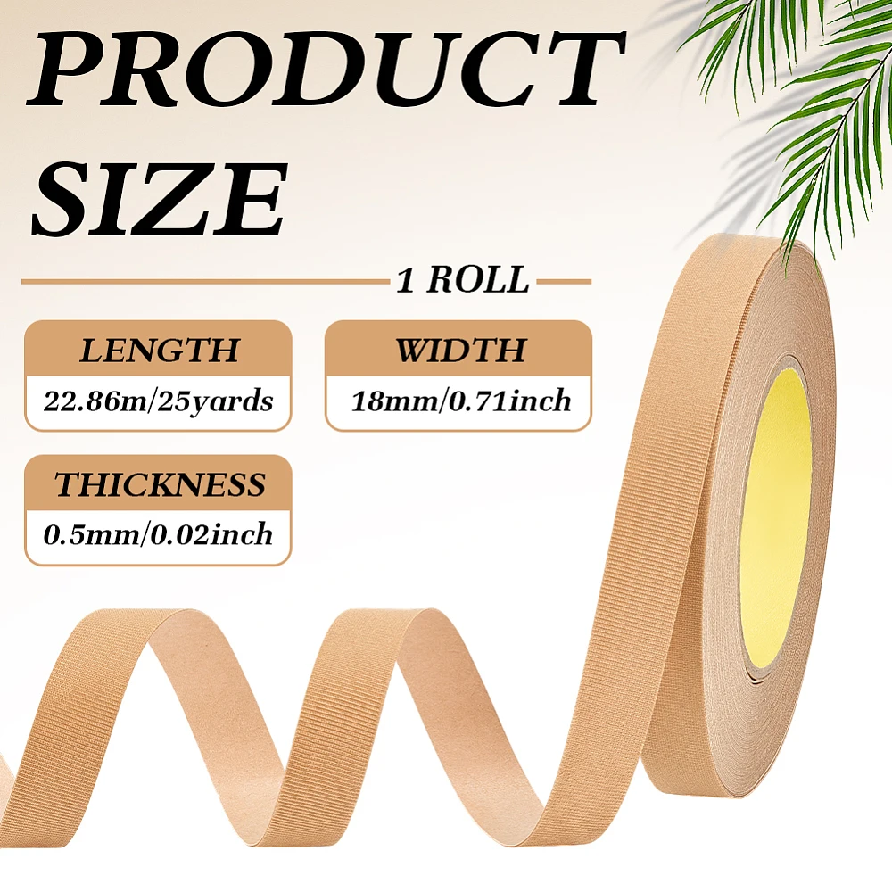 Self-Adhesive Grosgrain Ribbon Non-Slip Fabric Tape 25 Yards 0.7inch Cloth Tape Polyester Solid Grosgrain Ribbon Roll for DIY