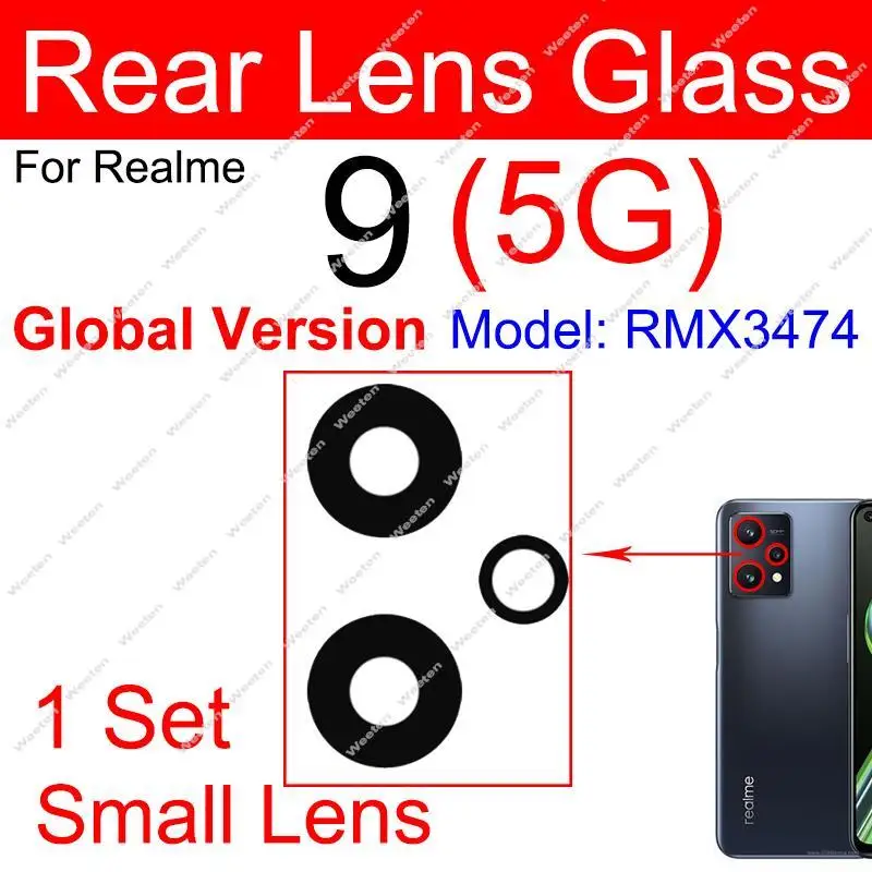 For Realme 9 9i 9 Pro+ Plus 5G Rear Camera Glass Lens Back Camera Lens with Sticker Replacement Parts