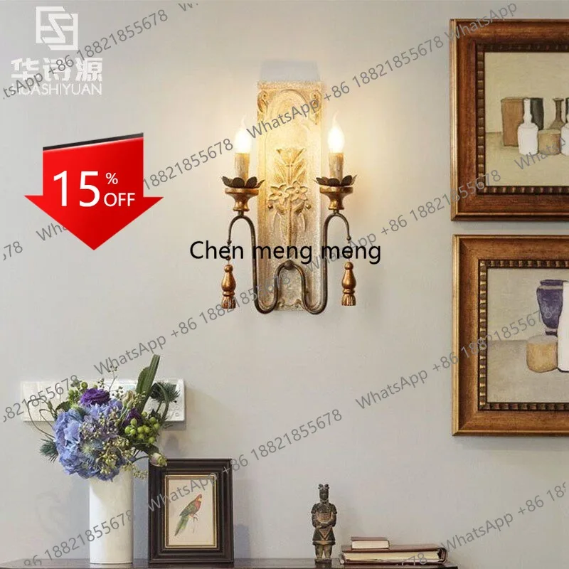 

E153 Американская двойная настенная лампа для спальни в стиле ретро, деревянная, художественная, для гостиной, коридора, прихожей, лестницы