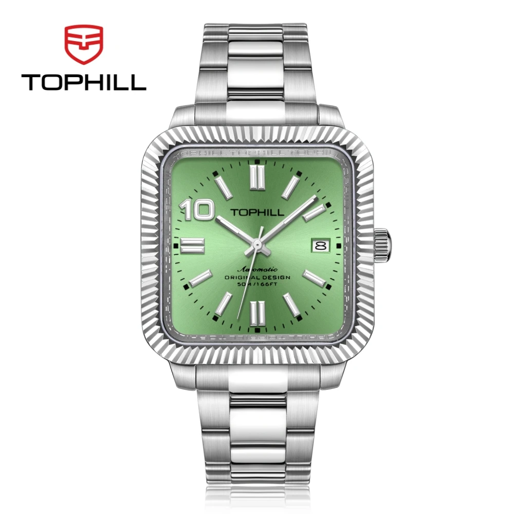 TOPHILL 37.5/35mm Ultra-Thin Miyota 9019 Square Automatic Mechanical Watch Men Women Wristwatch Sapphire 5ATM DS-1 Lume TA056G/L