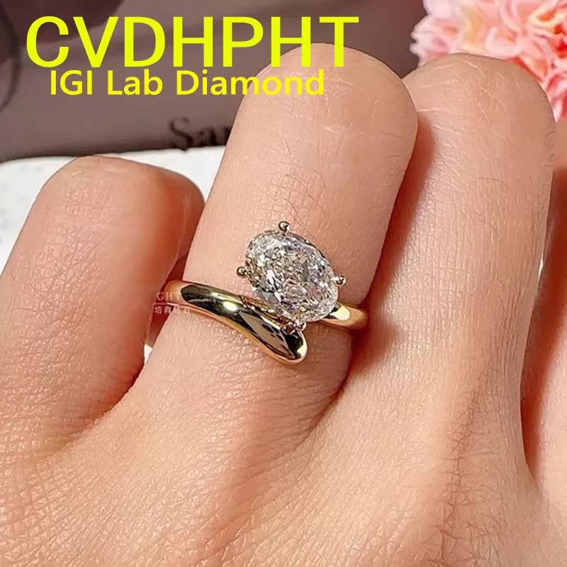 

Luxury Soild 14K 10k Yellow Gold RingIGI Lab Growing Diamond Ring Oval shape D Color 3Ct wedding ring ﻿