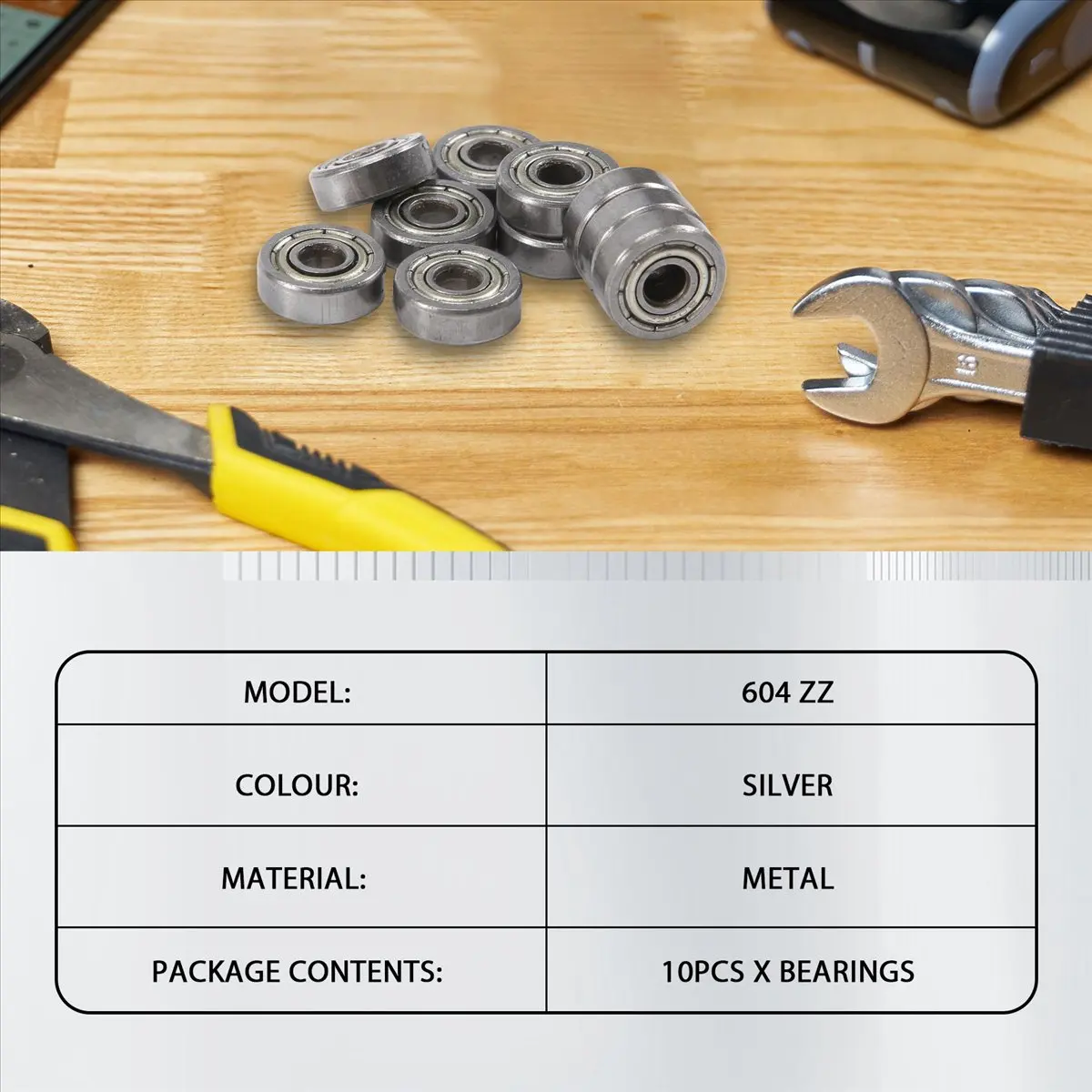 FTGT-10pcs Miniature Sealed Metal Shielded Metric Radial Ball Bearing Model: 604 ZZ 4x12x4MM