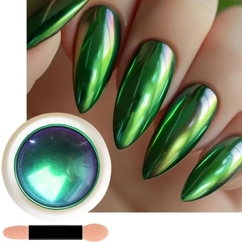 1 adet Bukalemun Sihirli Ayna Tırnak Tozu 12 Renk Yüksek Işık Yanardöner Glitter Aurora Pigmentler Metalik Manikür Krom Sürtünme