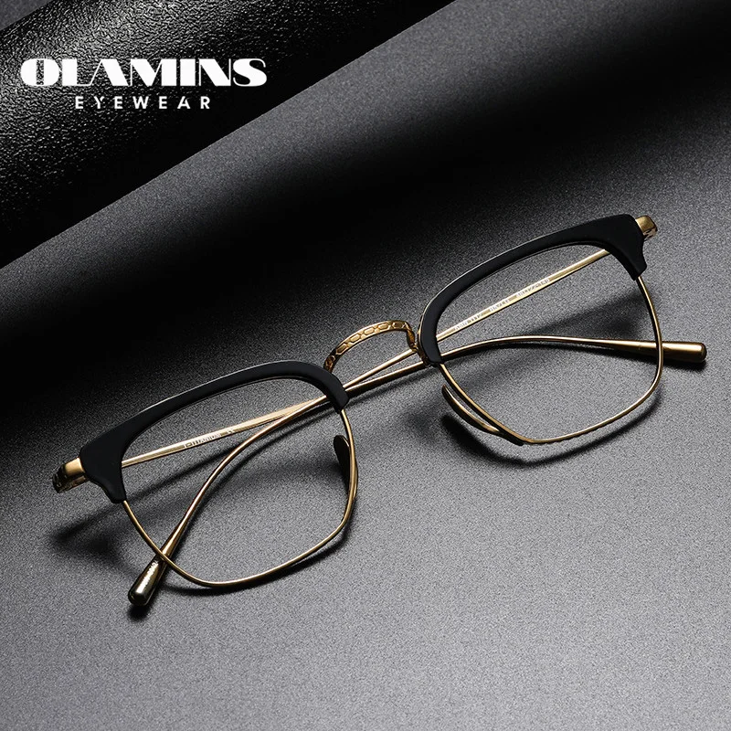 

OLAMINS Unisex Pure Titanium Frame Women Men Titanium Material Glasses Square Optical Eyeglasses Lightweight Spectacle Frame