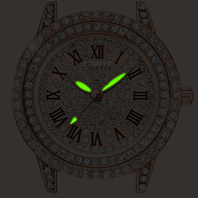 SUNKTA orologi creativi Orologio di cristallo di lusso superiore per donna Orologio da donna impermeabile Bracciale al quarzo Orologio di moda reloj de mujer