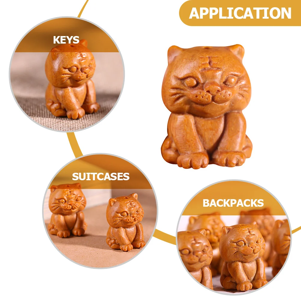 

Wooden Tiger Pendant Flexible Durable Hanging Charm DIY Keychain Bag Pendant Decorative Tiger Hanging Decor Lightweight Portable