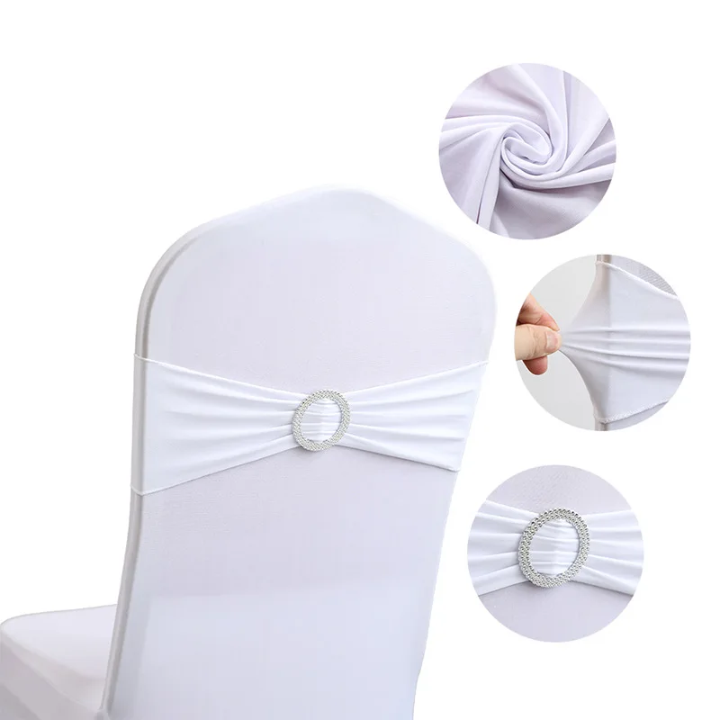 10pcs Stretch Bow Multifunctions For Hotel Party Banquet Event Decorations Spandex Chair Bands Wedding Chair Sashes With Buckle