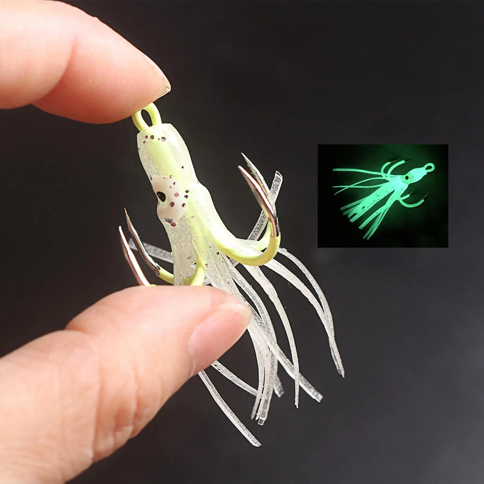 

10x Squid Skirt Lures, Luminous Lures, Glow in Dark, Fishing Tackle Realistic Luminous Trolling Fishing Lures for Rockfish