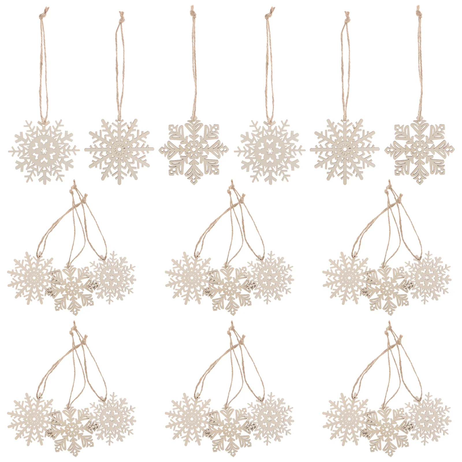 

30Pcs Unfinished Wood Snowflakes Ornaments Rustic DIY Winter Wonderland Decor Craft Wooden Slices for Painting Holiday Party