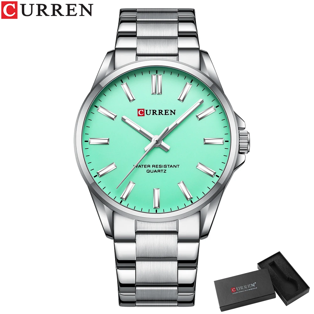 CURREN Klassische Modemarkenuhren für Herren, Business-Quarz-Armbanduhren mit leuchtenden Zeigern und Edelstahlarmband 5