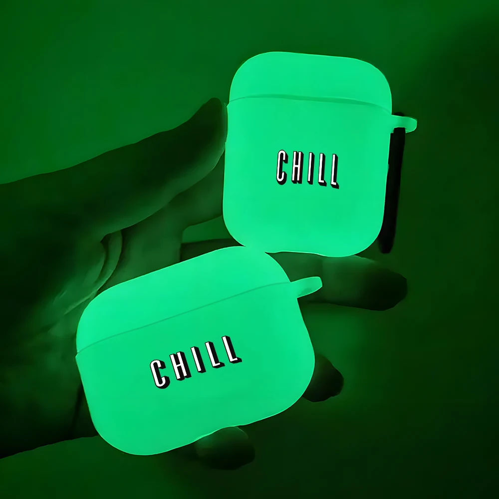 

Art Text Night Light Luminous Silicone Earbuds Case for AirPods 4/3/2/1 Earphone Case For AirPods Pro3/Pro2/Pro Soft Cover