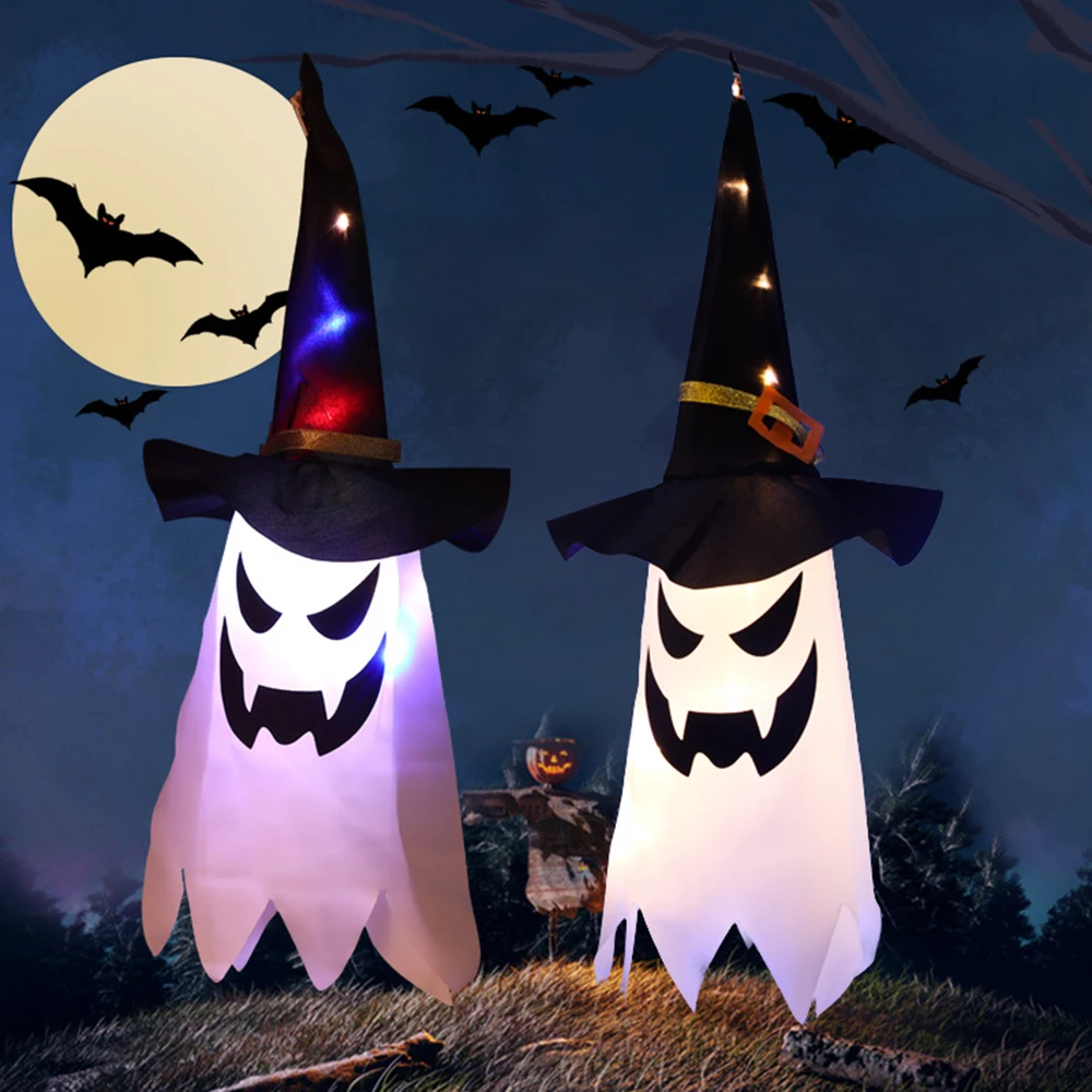 

Led Flashing Lights Strings Witch Wizard Hat Ghost Lantern String Halloween Scary Festival Party Decoration Pendant