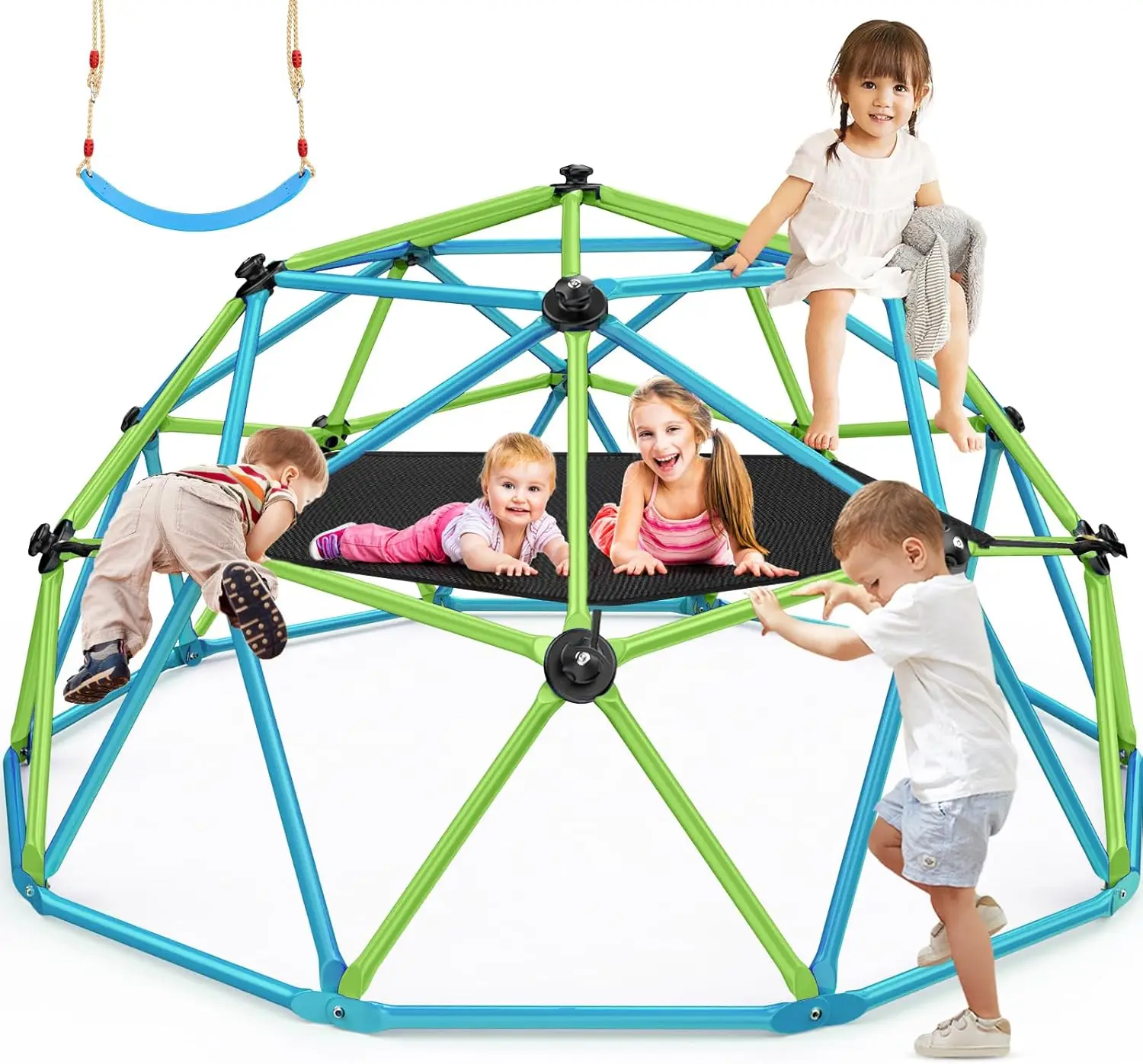 

Climbing Dome with Hammock, 10FT Jungle Gym with Swing for Kids 3 to 10 Outdoor Play Equipment, Supports 800lbs Toddler Play Set