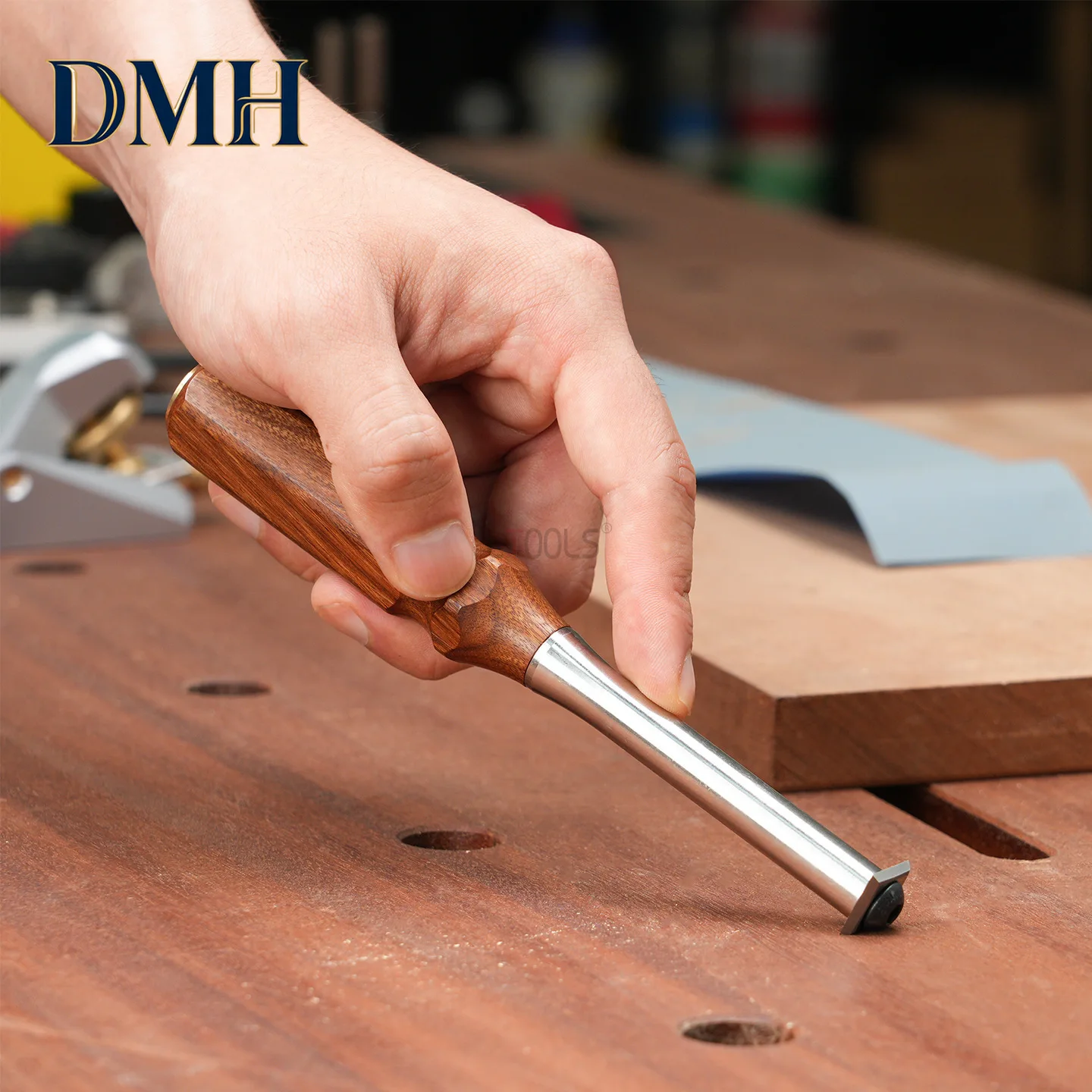 DMH-Carbide Insert Scraper with Rosewood Handle Woodworking Deburring & Glue Removal Tool Replaceable Hard Alloy Blade Wood Tool
