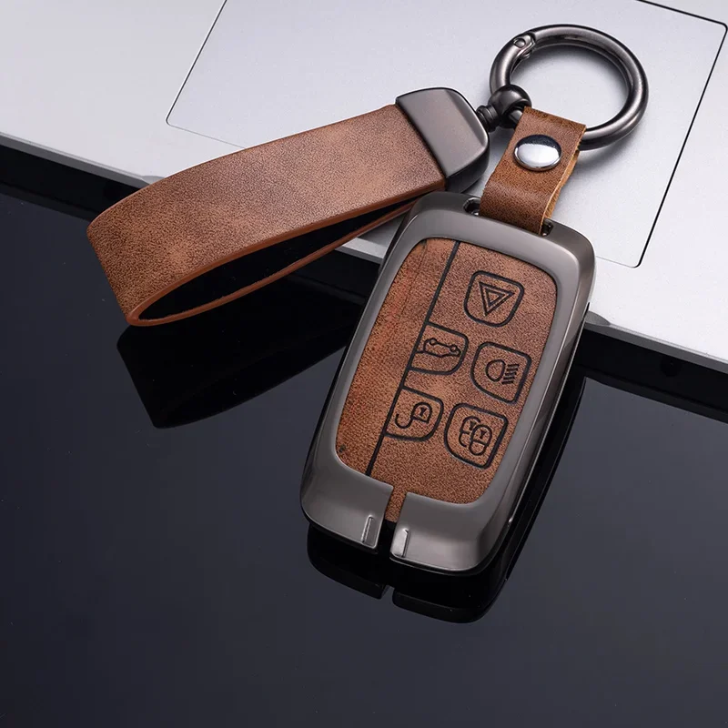 Leather Car Key Case Keychain For Land Rover Range Evoque Discovery Sport Velar For Jaguar XE XF E-Pace F-Pace Accessories