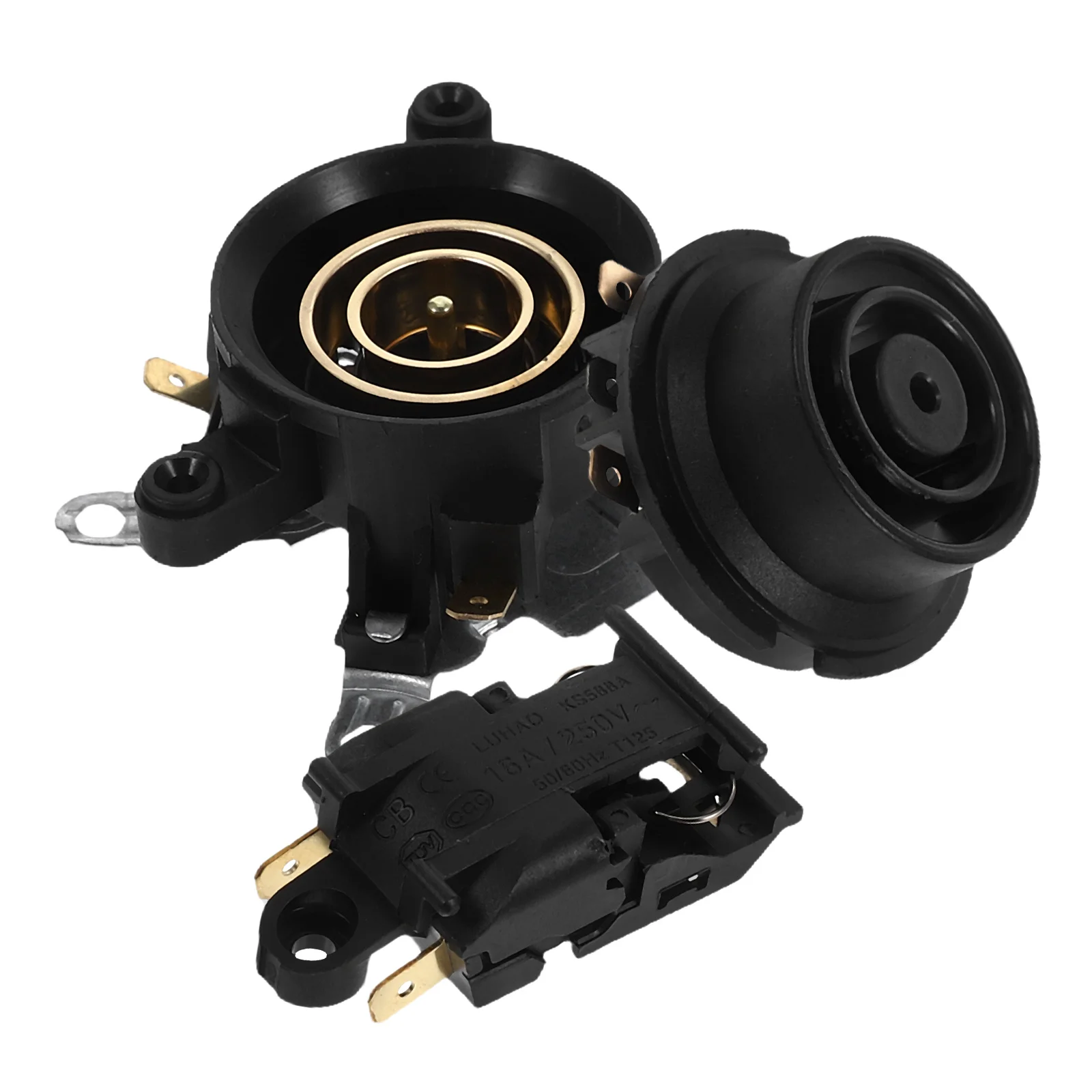 

Electric Kettle Coupler 3 Piece Black Thermostat Repair Parts High Efficiency Heating Safe Design Copper Contacts