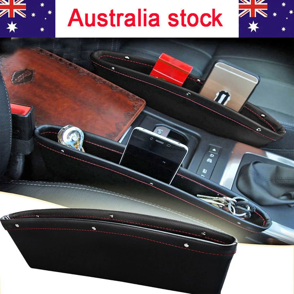 

Car Seat Gap Filler Organizer Pocket Black Premium Synthetic Drop Catcher Storage Bin for Phone Maps Sunglasses Pens