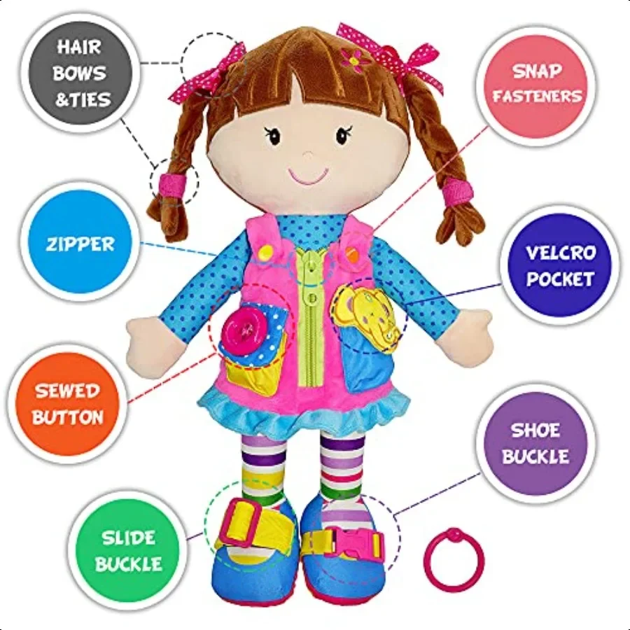 June Garden 15.5 Dry Friends Belle Educational Stuffed Plush Doll for and Toddlers 2 Years and Up Montori Buckle Soft Toy
