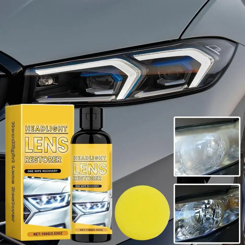 Headlight Restoration Auto Light Lens Polishing Paste Car Long-Lasting Effective Headlight Repair Restorer Liquid With Sponge