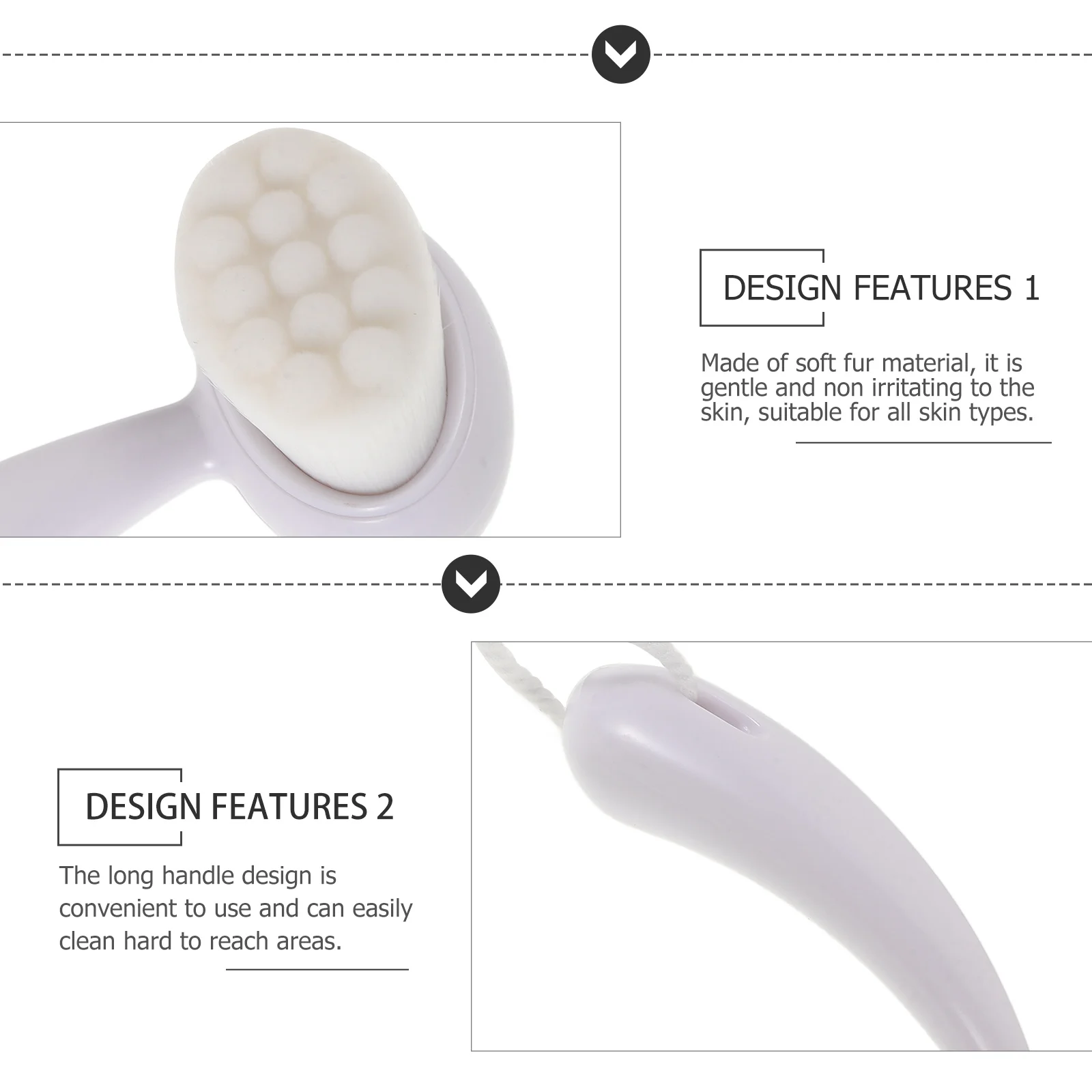 Cepillo de limpieza Facial exfoliante de mango largo blanco para eliminación profunda de espinillas, depurador Facial, cepillo exfoliante Facial suave, maquillaje