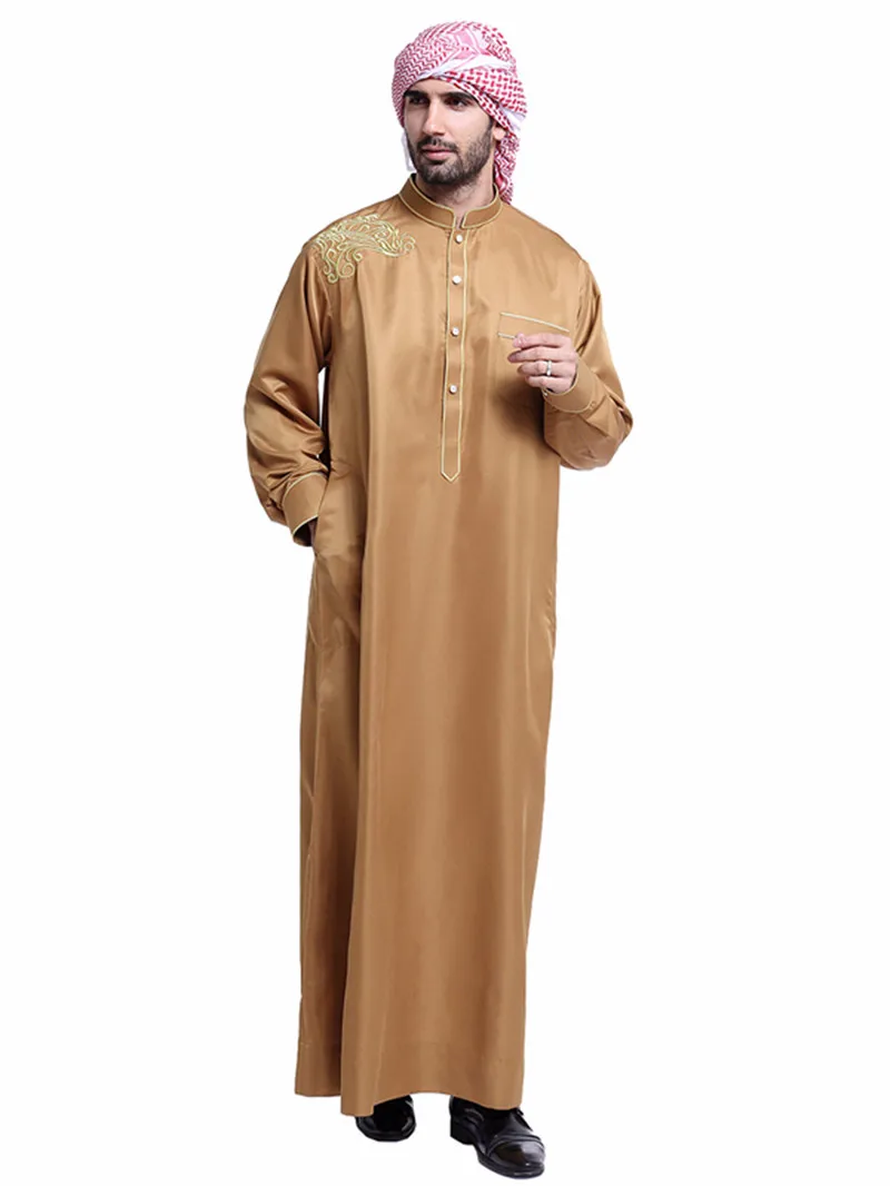 Nowe męskie szaty muzułmańskie na bliskim wschodzie z haftem męskie tradycyjne ubrania cztery pory roku mogą nosić łatwe do czyszczenia