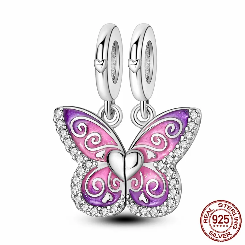 

925 Sterling Silver Butterfly Charm Bead, perfect for creating original bracelets and DIY jewelry for women.