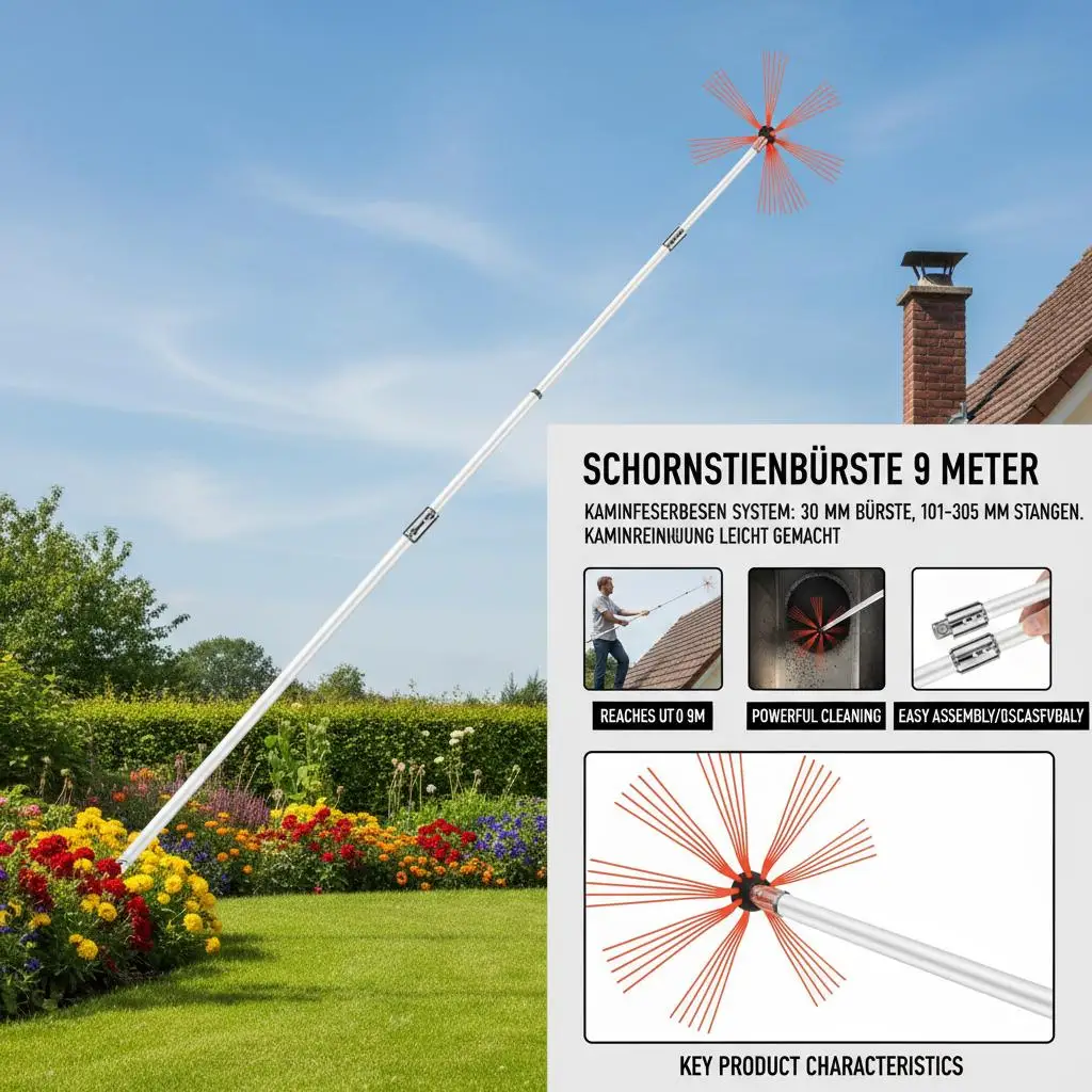 

Набор для чистки дымоходов длиной 30 футов, комплект щеток для дымоходов с 9 гибкими нейлоновыми стержнями, роторный набор для чистки дымоходов с приводом от дрели