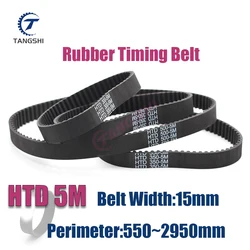 HTD 5M Timing Belt Closed Loop Rubber Synchronous Belt Width15mm Length 550 595 600 655 700 750 800 900 1000 1080 1200mm~2950mm