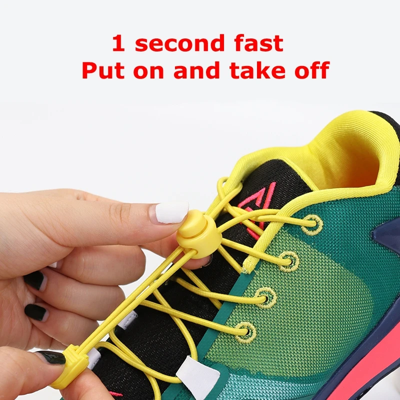 1 piece of lace up shoelace suitable for all shoes, round spring lock elastic shoelace,1-second quick wear,hiking,lazy shoelace.