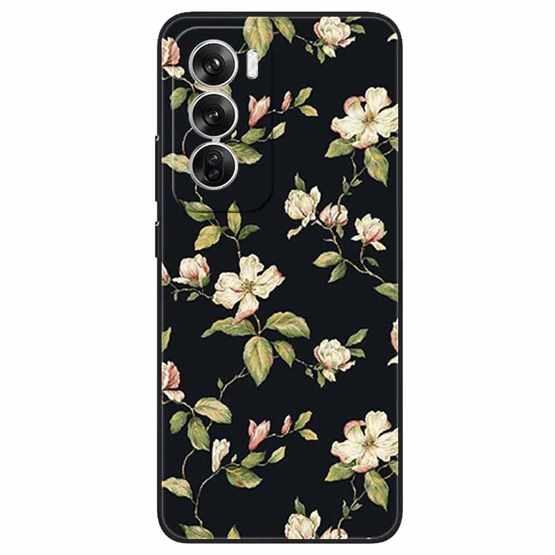 For OPPO Reno 12 5G Case Global Flowers Printed Soft Silicon Back Covers for Oppo Reno12 Pro Beautiful Phone Cases On Reno 12Pro