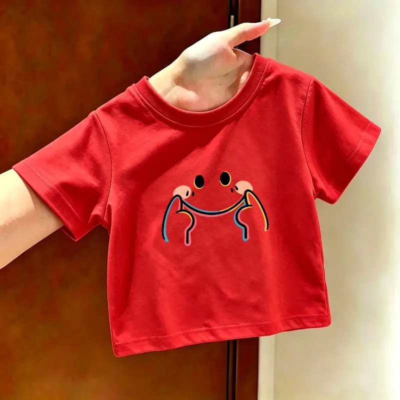 Cute Smiling Face Casual Printed Children's T-shirt Summer New Fashion Trend Soft Skin Friendly Round Neck Parent-child T-shirt