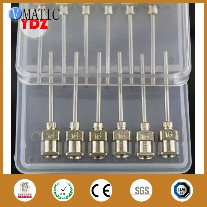 

Бесплатная доставка, 12 шт., длина наконечника 1 дюйм, 16 г, тупая игла для дозирования клея из нержавеющей стали, игла для дозатора жидкого клея, наконечники иглы