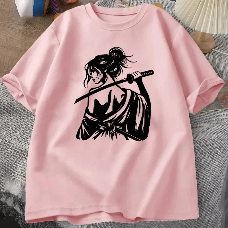 Black and White Samurai T-Shirt Summer Men Tracksuit Short Sleeve Pullover Top Breathable Sportswear Harajuku Fashion Streetwear