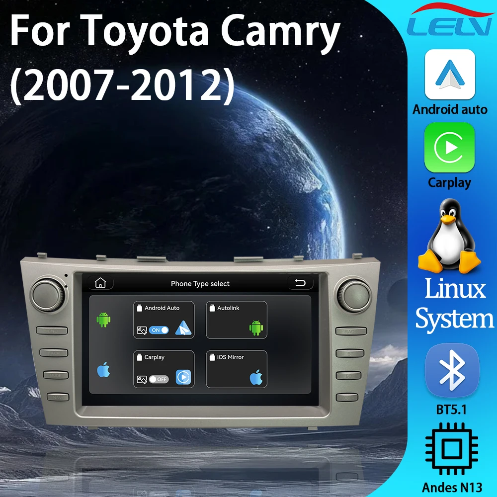 

Мультимедийная система LELV 9'' на Linux для Toyota Camry 2007-2012 с CarPlay, Android Auto и IPS-экраном