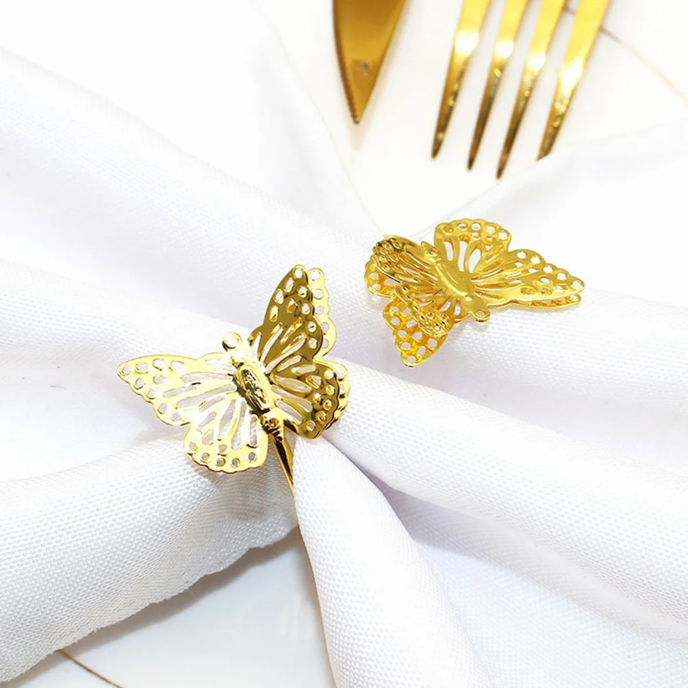 

2Pcs Metal Butterfly Napkin Rings Serviette Holder for Wedding Dinner Table Accessory Napkin Rings Serviette Ring