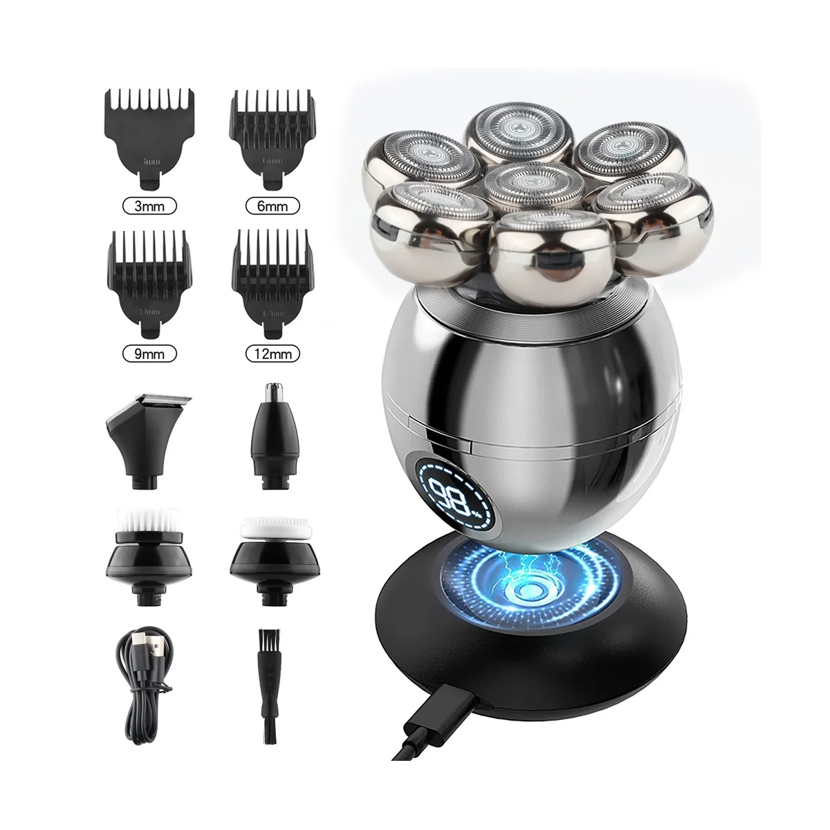 

Electric Barber for Men Rechargeable Bald Head Electric 7 Floating Heads Beard Nose Clipper Hair Trimmer