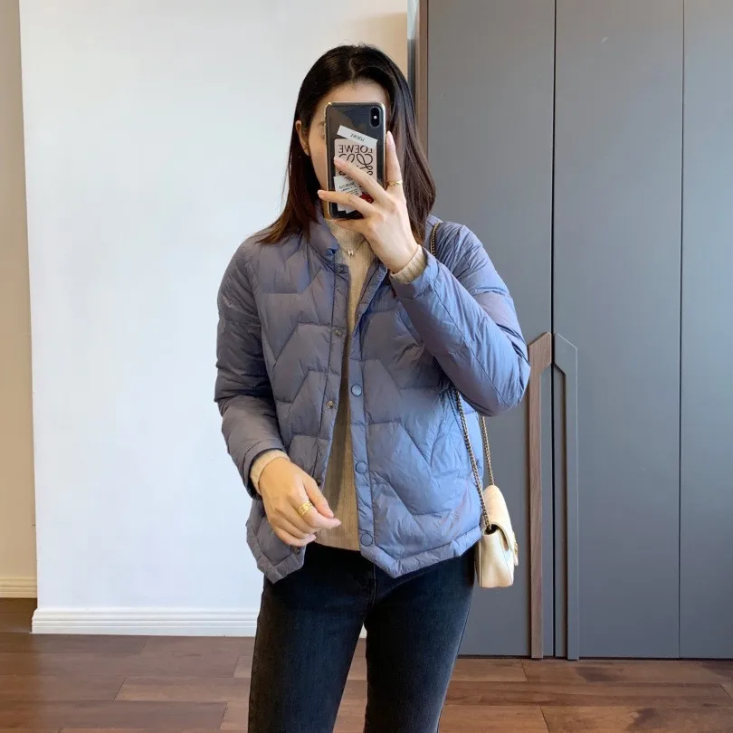 Down Coats Women Stand Collar Jackets Full Sleeve Thick Warm Y2k Streetwear Elegant Jacket Work Solid Coat Autumn Winter 2025