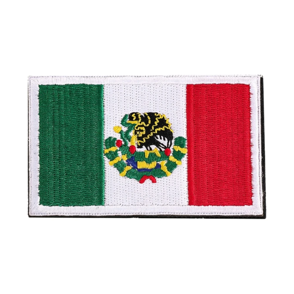 2pcs Mexico Flag Patches Embroidered Applique Mexican Tactical Patch Hook and Loop Fastener National Emblem Patriotic Badges