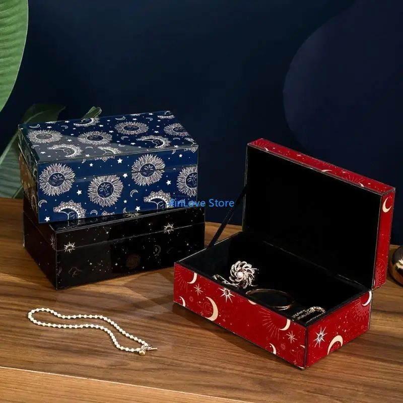 

T4MD Functional Printed Jewelry Case Spacious Glass Organizers for Women and Girls