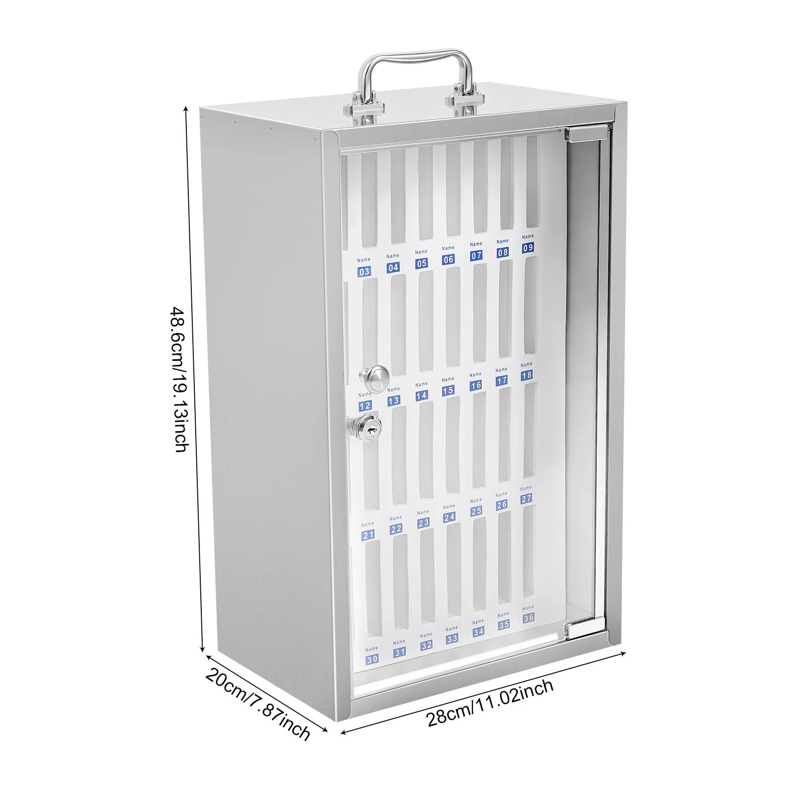 Шкаф для хранения сотовых телефонов из нержавеющей стали с 36 слотами, запираемый шкаф для хранения сотовых телефонов