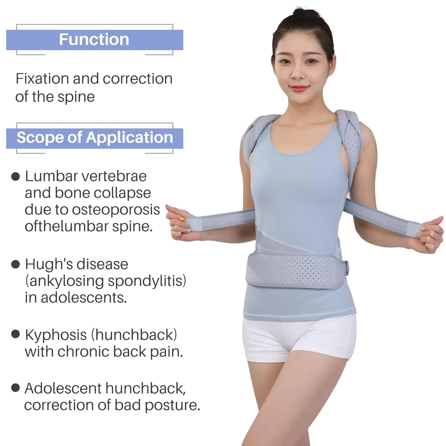 Spine Back Support Brace Improves Posture Corrector for Men Women Back Shoulder Neck Pain Relief Lumbar Support Straightener