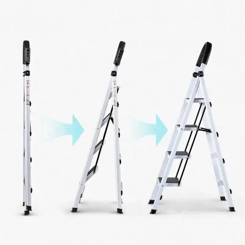 Indoor Non-slip Home Step Ladders Folding Ladder Multi-functional Thickened Steel Pipe Shrinking Step Stools Climbing Stairs H