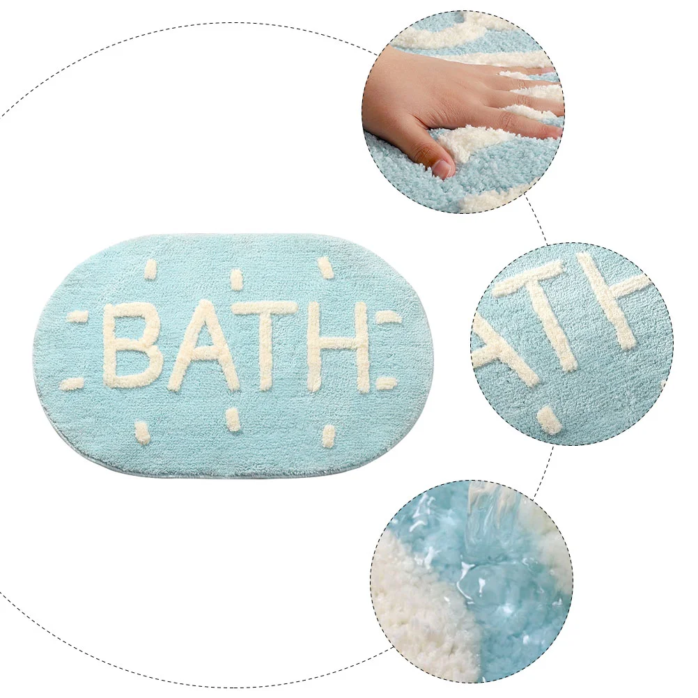 Absorbent Bath Mat Carpet Bathroom Mats Practical Non-slip Blue Polyester (Polyester) Home Rug Bathmat