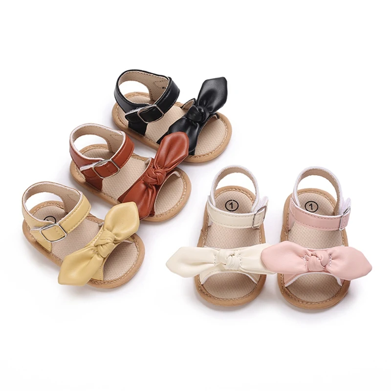 Kids Sandals Baby Toddler Walking Shoes Summer Rubber Soft Bottom Non-slip Toddler Shoes First Walkers Baby Girls Bow Sandals