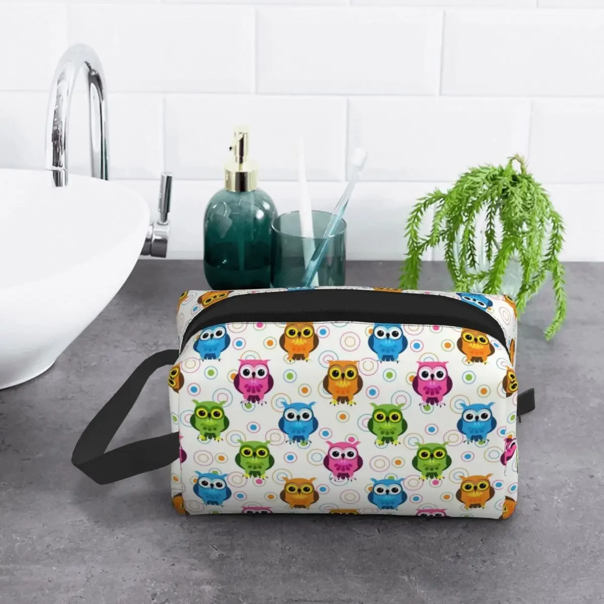 Travel Cartoon Owl Toiletry Bag Portable Lovely Makeup Cosmetic Organizer Women Beauty Storage Dopp Kit Case