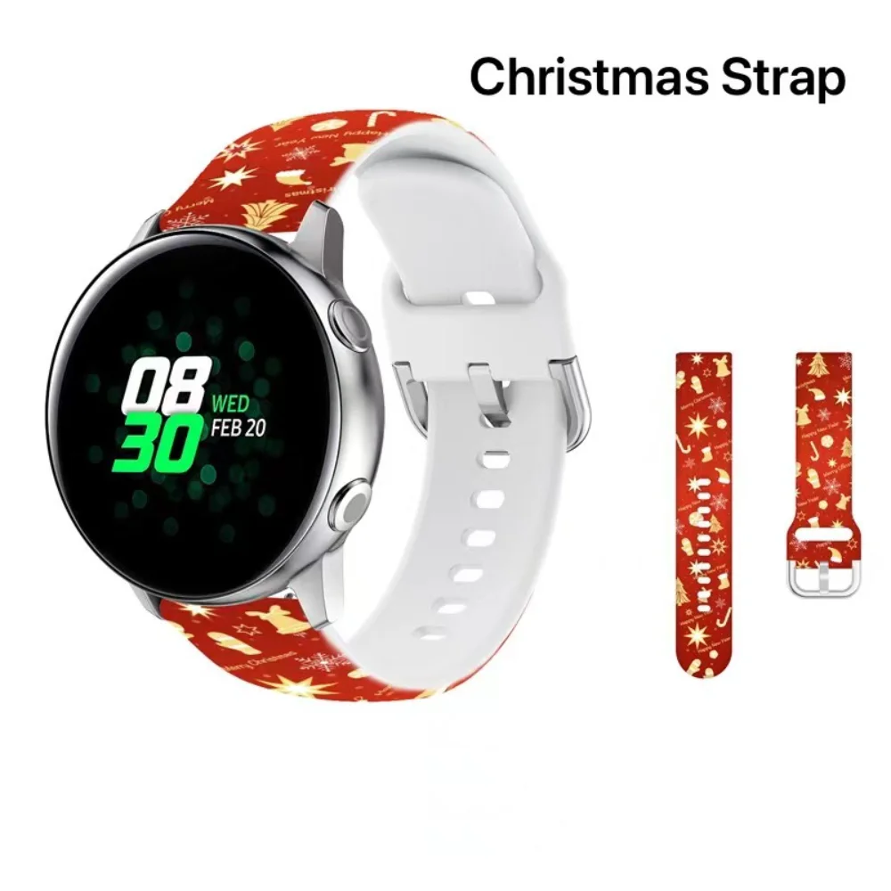 Silicone Band For Samsung Galaxy Watch 4/Huawei Watch 3/Amazfit GTR Christmas style bracelet wristband For 20mm Samsung Active 2