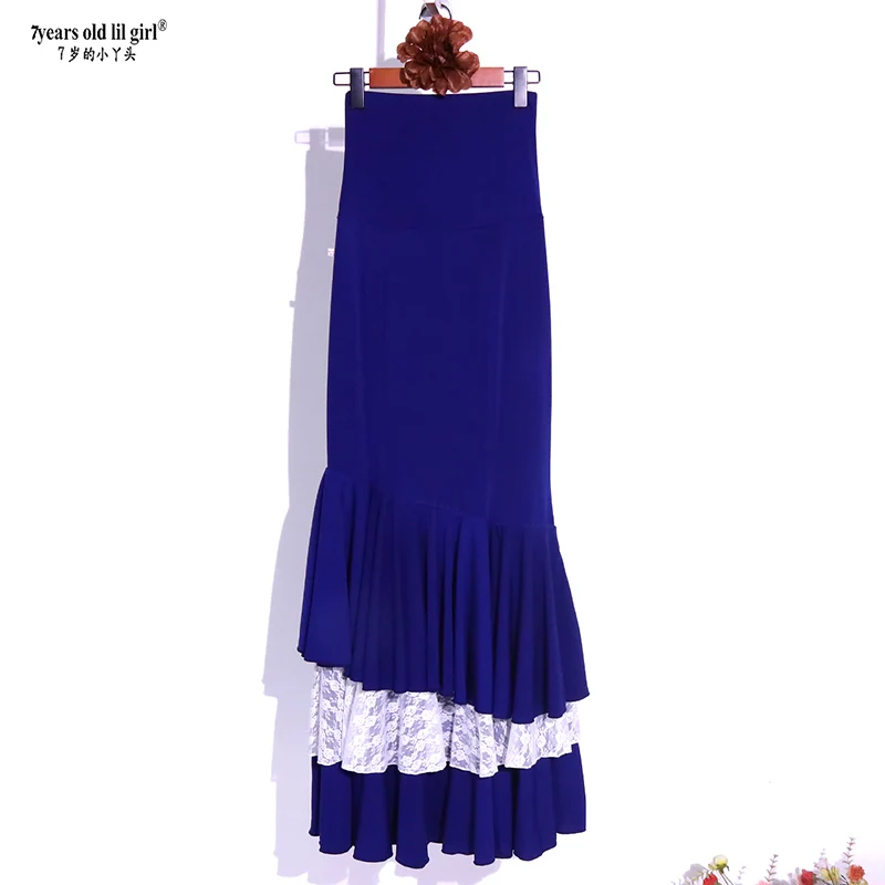 スペインダンス フラメンコ ハイウエスト 高弾性 練習用スカート 多層着用 女性用 フィッシュテール EKK22