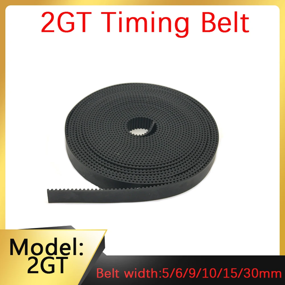 2GT Rubber Opening Timing Synchronous Belt Width 5/6/9/10/15/30mm Anti Slip Aramid Fiber Cutting Length 1m/5m/10m/50m 3D Printer