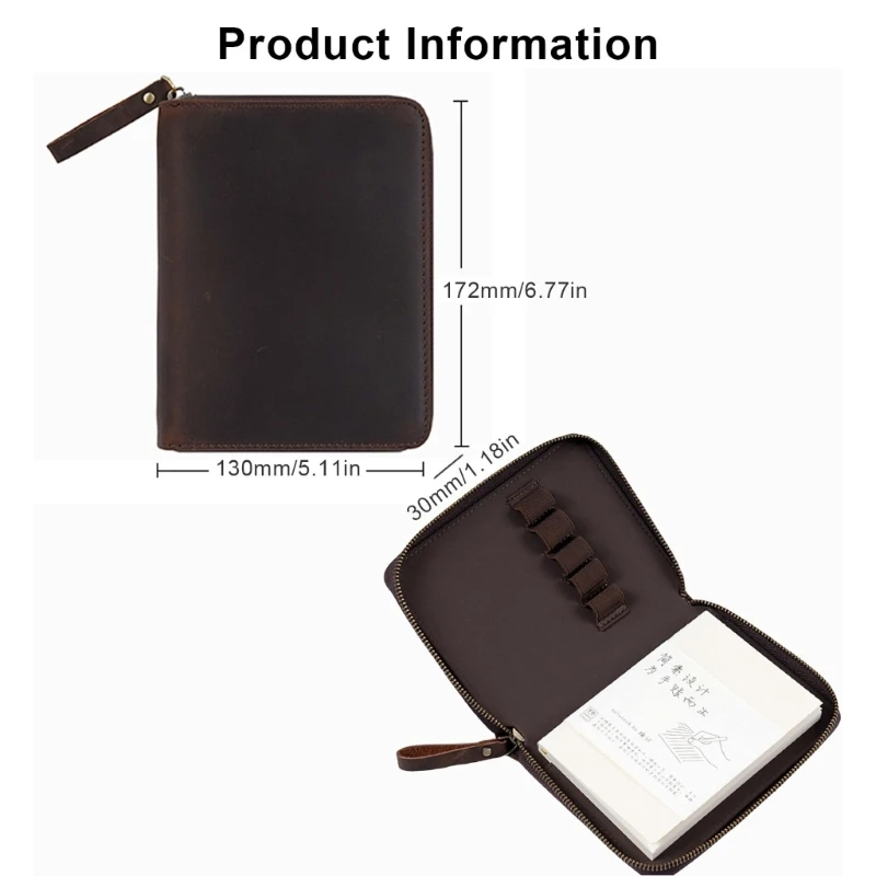 L74B Notebook Leather Cover with Pen Slot for 3.5x5.5Inches Field Notebook Pocket Notepads Handmade Leather Notebook Case