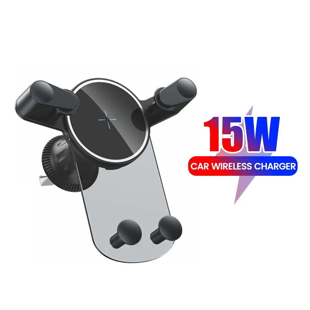 Car Wireless Charger Phone Holder 15W Wireless Charging Car Air Vent Holder For iPhone 16 15 Samsung Huawei Car Charger Holder